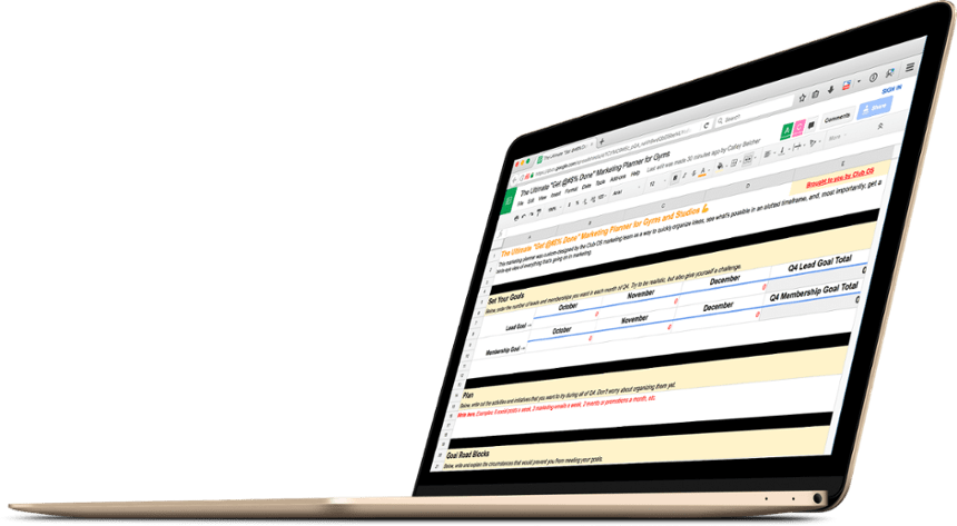 marketing planner for gym businesses